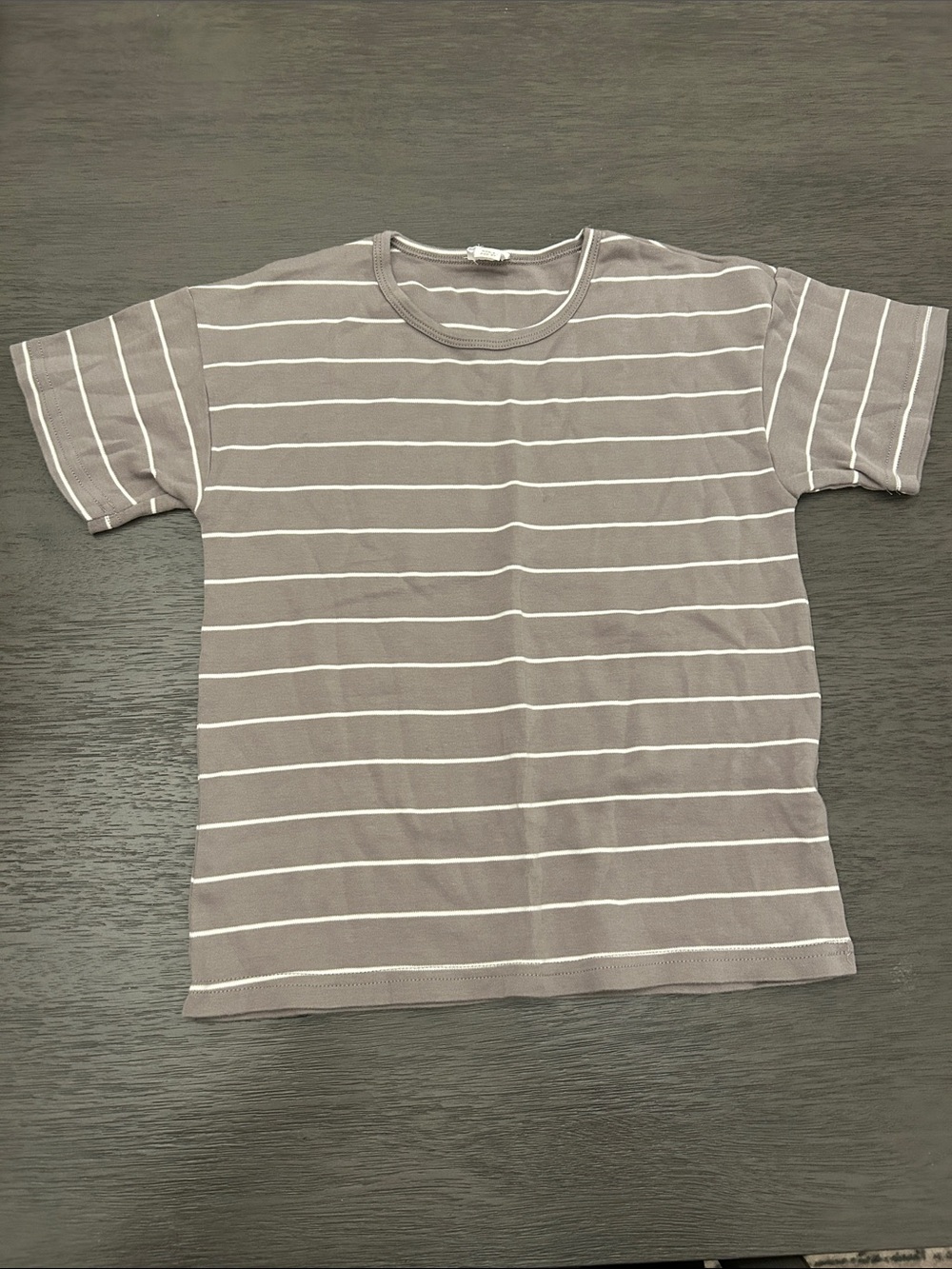 Jamie Kay Taupe and White Striped Short Sleeve Tee